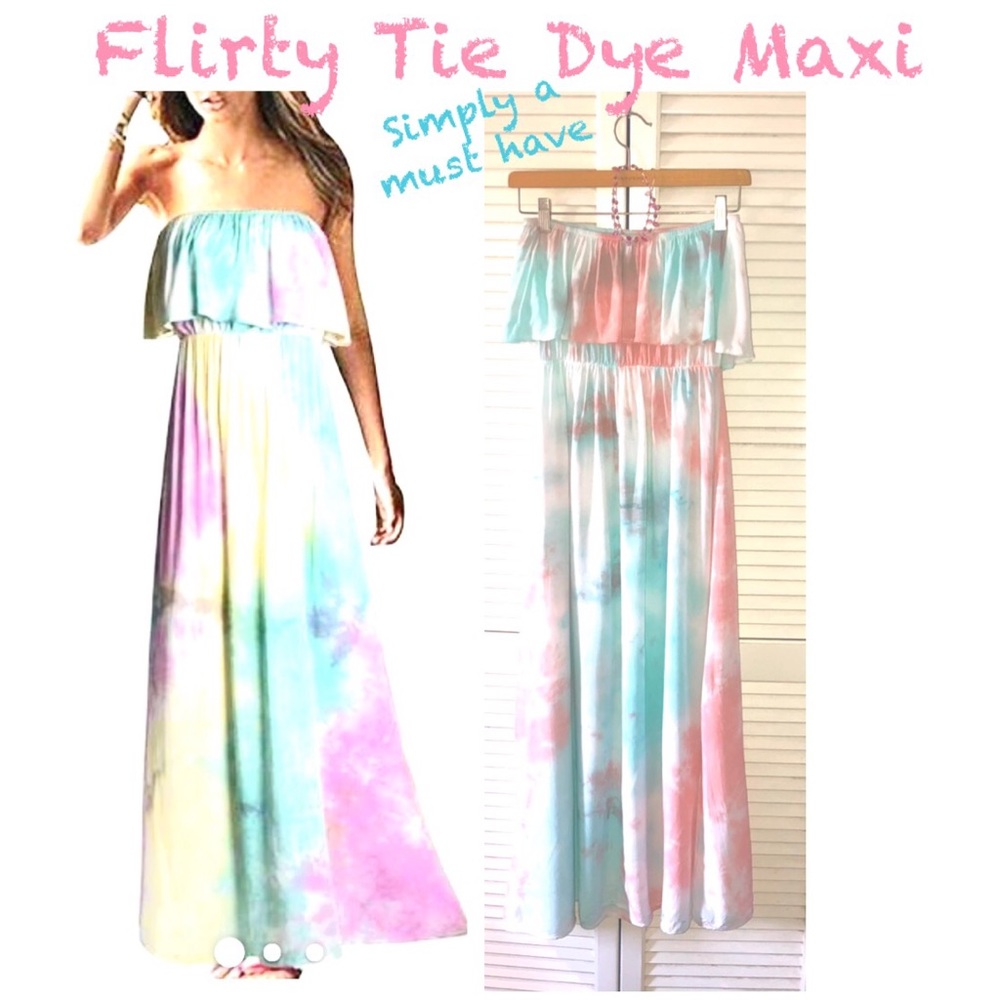 Yidarton Tie Dye Strapless Maxi Dress Size Small